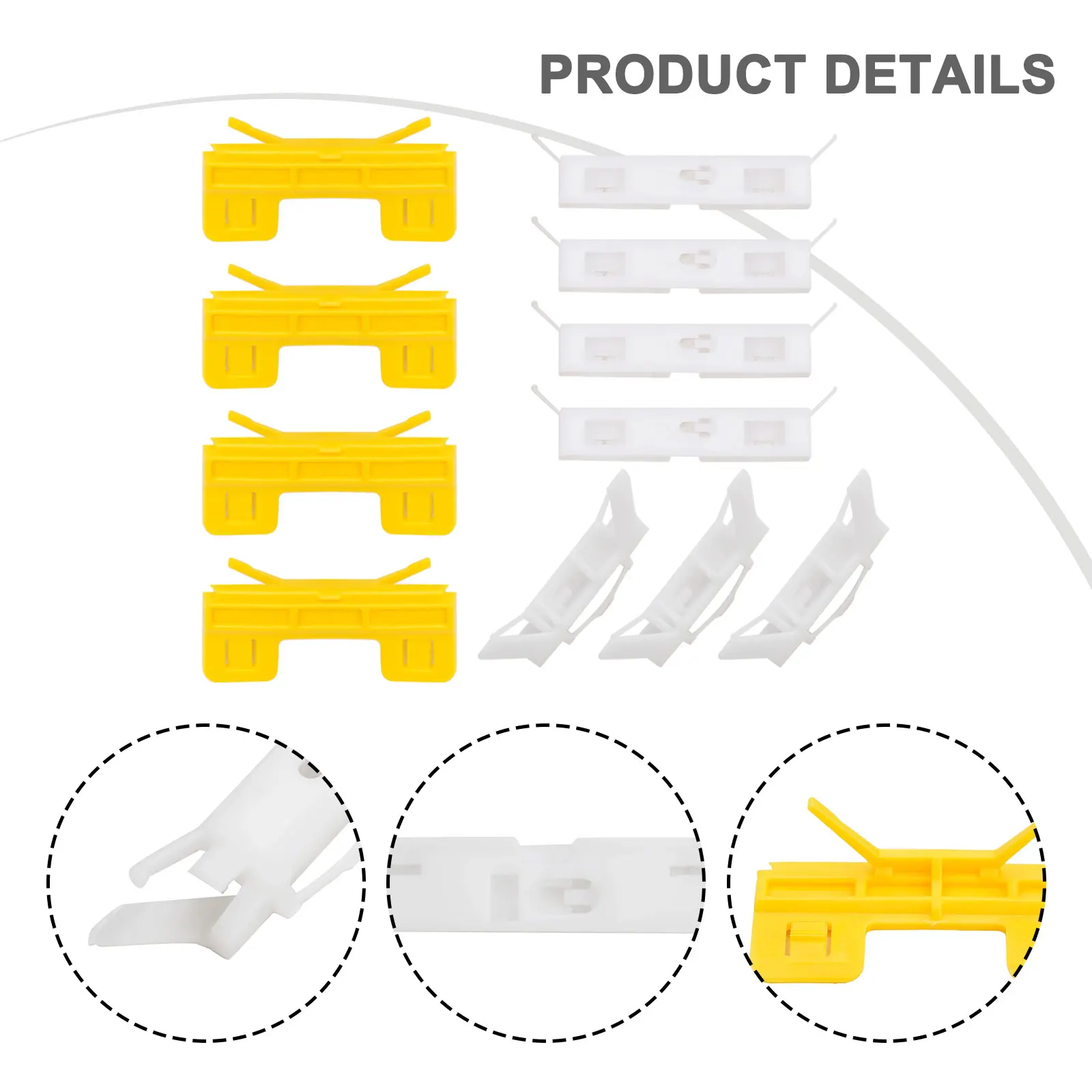 طقم إصلاح مثبتات سقف الزجاج الأمامي ، بلاستيك سريع ، أبيض وأصفر ، 6 فتحات x 1 ، 7 من من من من من من من أجل