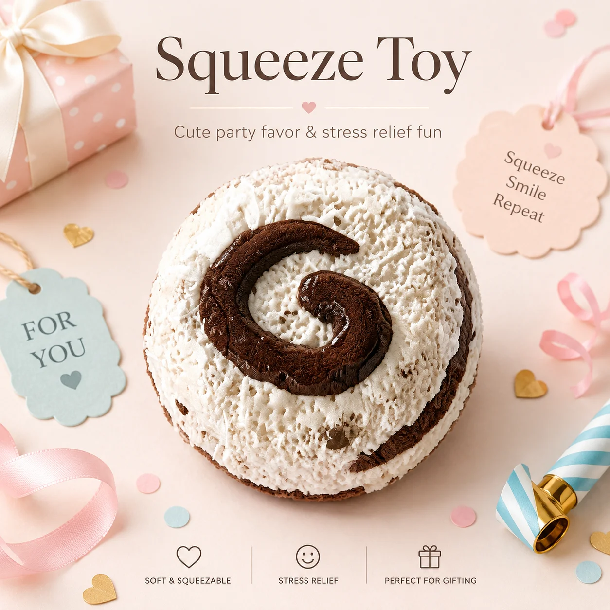 Food Grade Simulation Chocolate Swirl Cream Cake Squishy Toy Slow Rebound Fidget Squeeze Toy Stress Relief Dessert Shaped Sensor