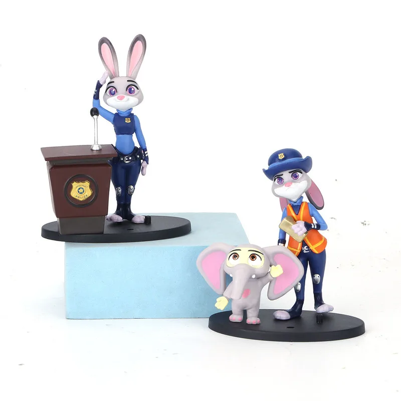 6pcs/Set Disney Zootopia Judy Rabbit Nick Fox Series Figurine Models Cute Cartoon Anime Figurine Accessories Gift 10-12cm