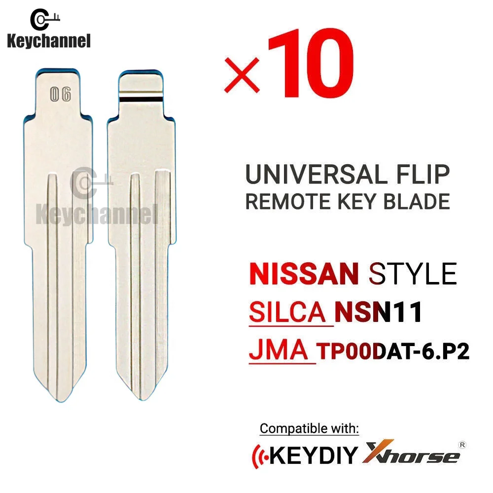 10PCS Universal Flip Remote Key Blade Nissan Type NSN11 TP00DAT-6.P2 KD Replacement Car Flip Key Blade For Nissan Subaru Honda