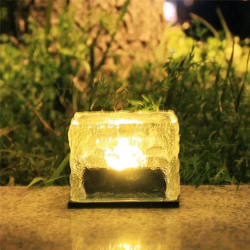 AB02 Outdoor Waterproof Solar Lights Led Ice Brick Lamp Stair Step Paver Lamp Yard Patio Lawn Garden Decoration Light