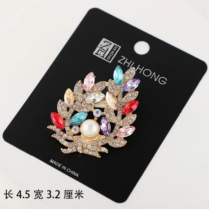 High-grade Women's Brooch Inlaid Colored Crystal And Pearl Luxury Quality Pin's Accessories For Women