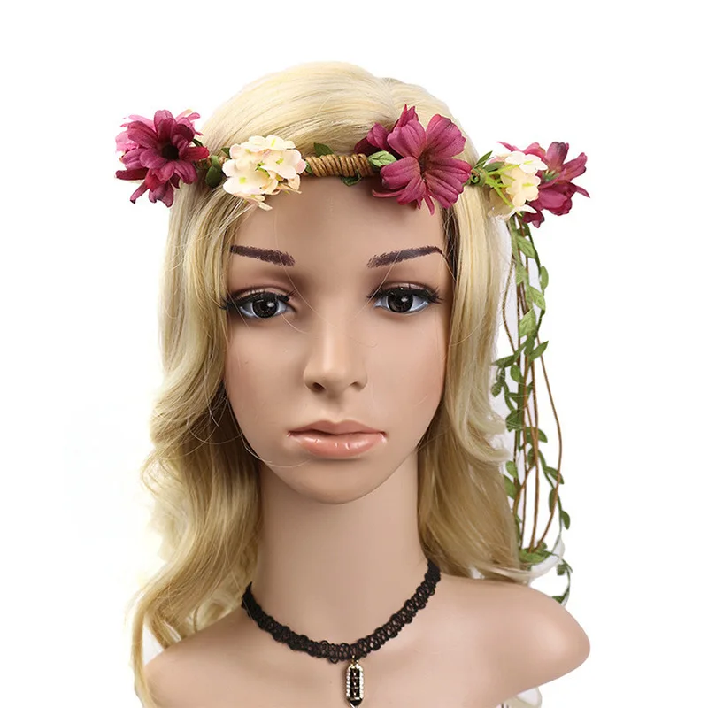 European and American original floral wreath, woven straw daisy headpiece, handmade bridal hair accessory for wedding photograph