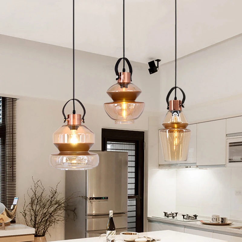 

Vintage Dinning Room Pendant Lights Nordic Kitchen Hanging Lamp Glass Lighting Fixture Loft Ceiling Chandelier Indoor Home Decor