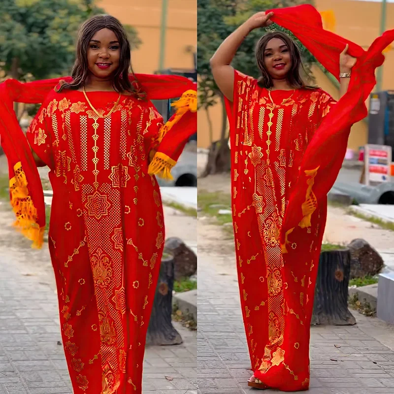 African Dresses for Women Satin Boubou Robe with Scarf Ankara Dashiki Africa Clothing Muslim Dress Dubai Abaya Kaftan Caftan Set