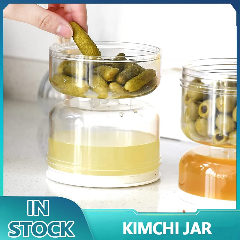 Sealed Jar for Pickles Dry and Wet Dispenser Pickles and Olives Hourglass Jar Kitchen Food Juice Separator Tools Hot Sale