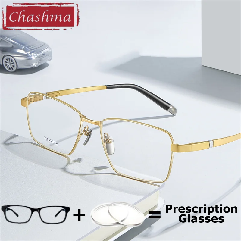 Chashma Prescription Glasses Men Wide Frame Flexible Optical Progressive Reading Myopic Recipe Pure Titanium Gentlemen Spectacle