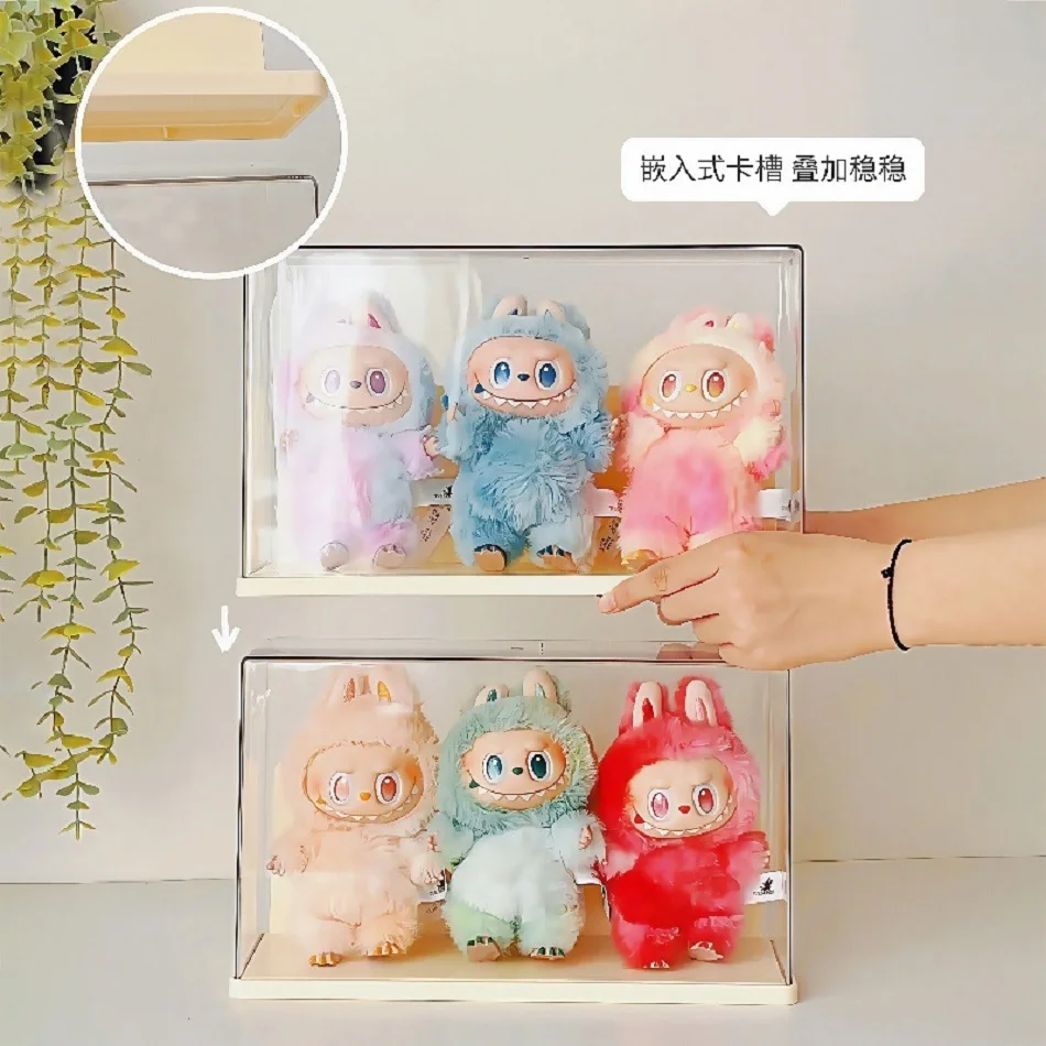 ラブブ 透明ディスプレイボックス シングル スタッカブル キャンバス ビニール 収納ボックス フィギュア ブラインドボックス 収納ラック