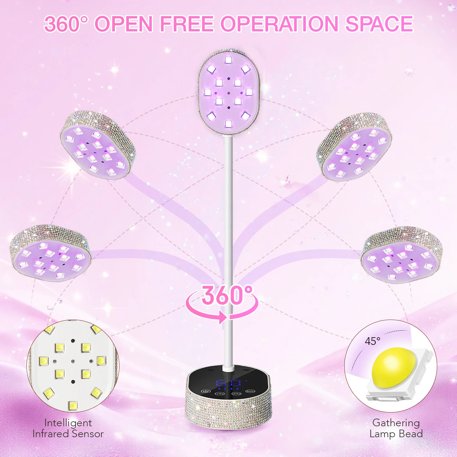 Oplaadbare UV Led-nagellamp Nageldroger met 3 timerinstellingen Nagels Professioneel UV-licht voor snel gel-nagellak Salongebruik