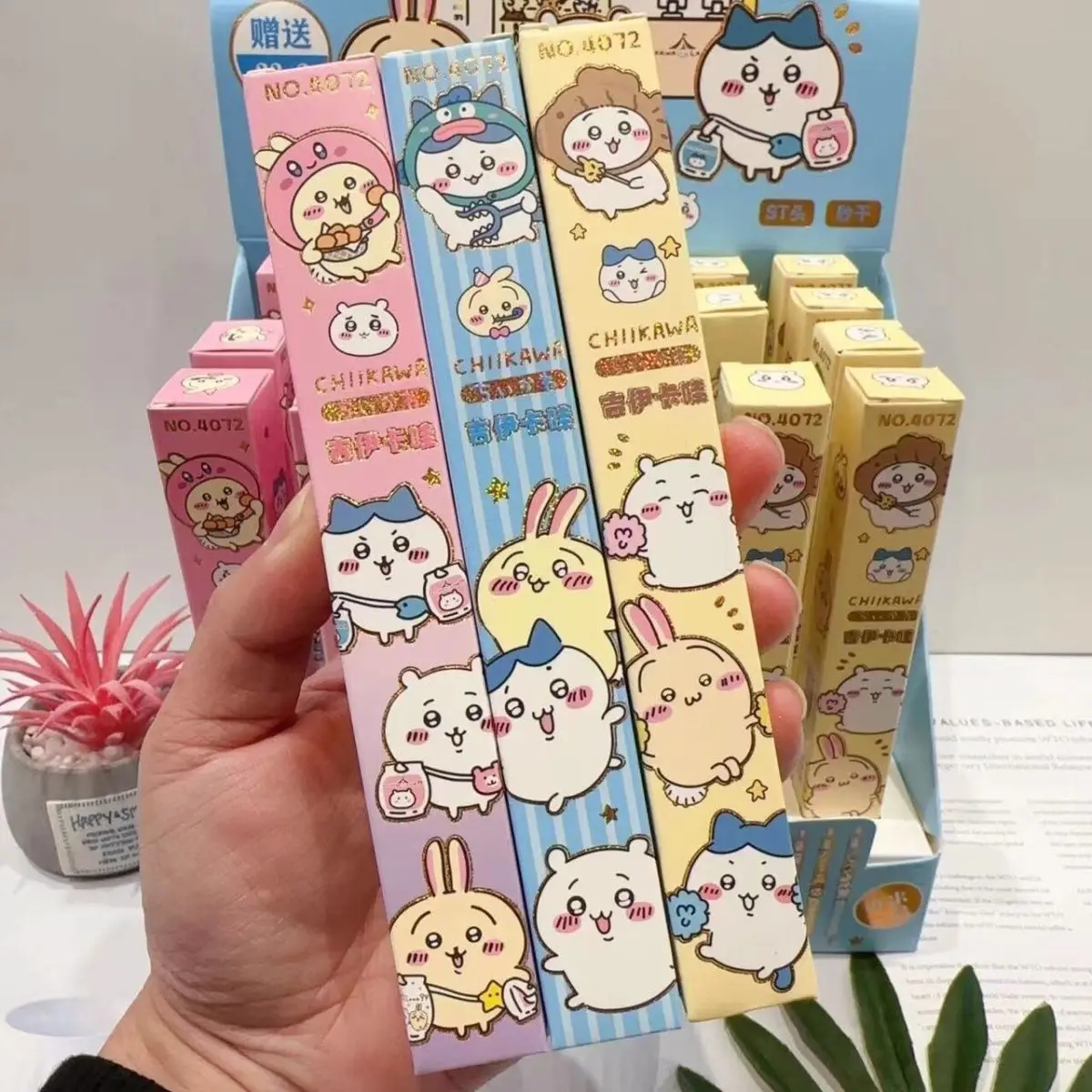 New Cute Anime Chiikawa Blind Box Gel Pens Lucky Draw Design Press Type Water-Based Signature Pens for Student Stationery Kawaii