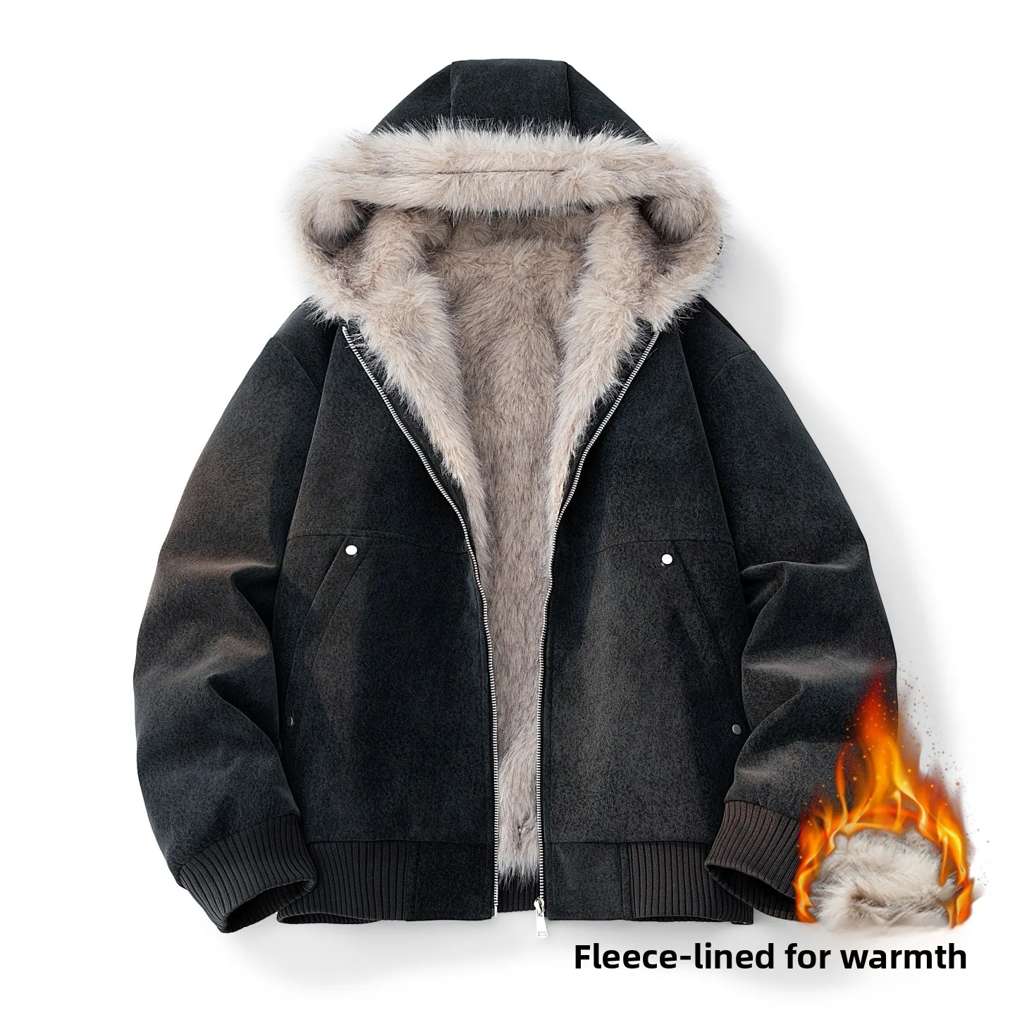 

High-End Hooded Thiened Cotton Jaet Warm Fce-Lined Casual Loose All-Match Winter New Sle Trendy Mountains Eagle Jaet