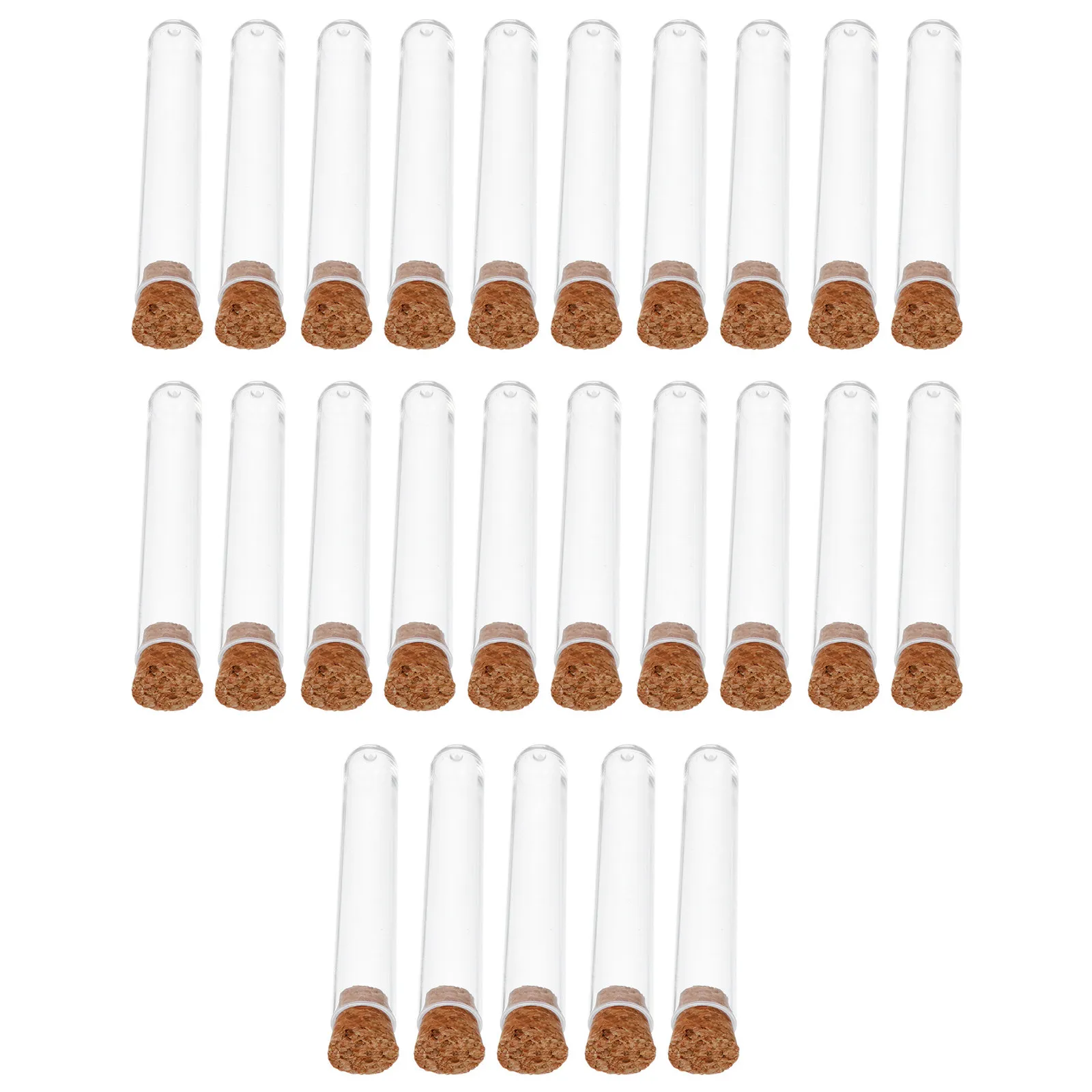 25Pcs Clear Plastic Test Tubes Cork Stoppers for Science Labs Liquid Storage Spice Organization Education Stem