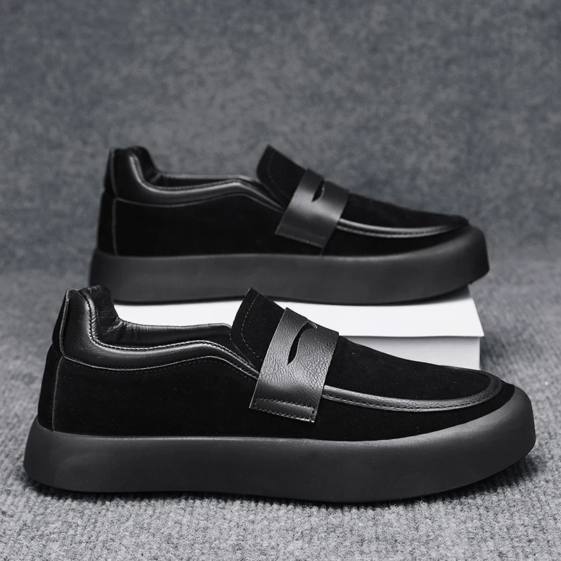

Men's Casual Leather Shoes Men Fashion British Style Loafers Mens Slip-on Outdoor Flats Monk Shoes