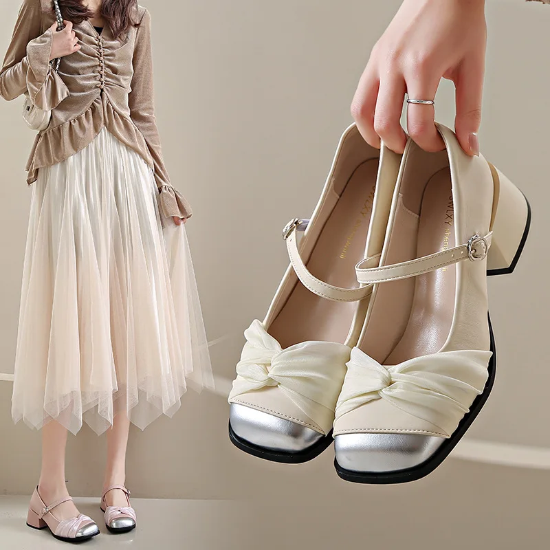 

Fashionable Fairy Style High Heels Spring New Outdoor Versatile Temperament Thick Heels Women's Casual Strap Shoes