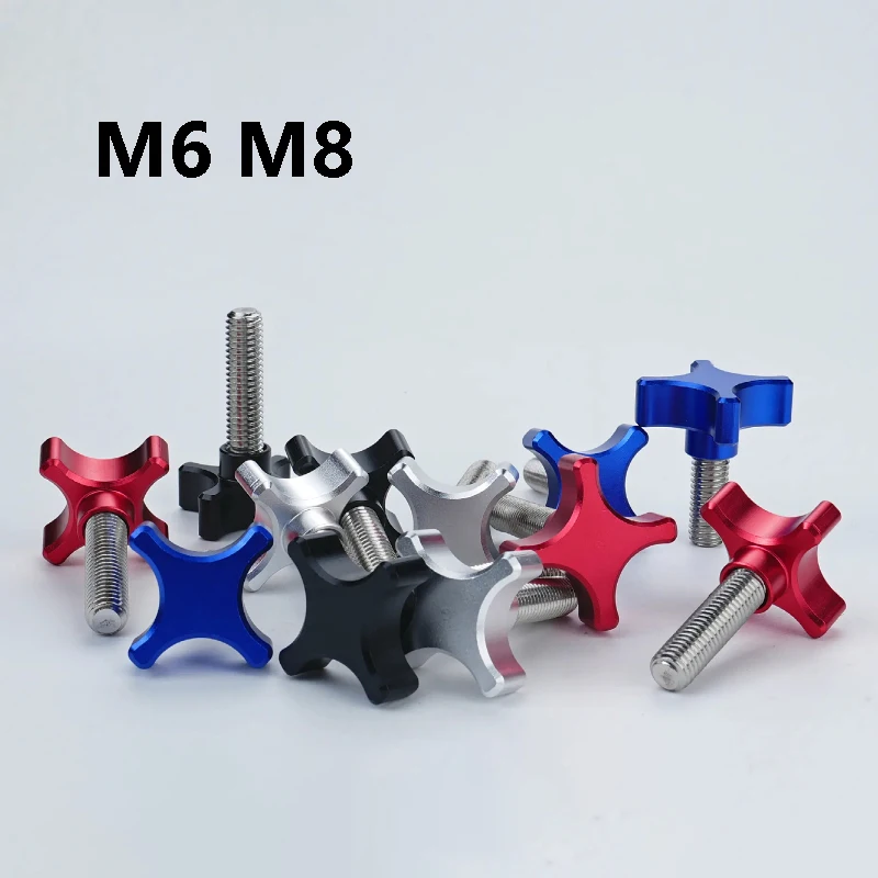M6 M8 Aluminum Star Plum Bakelite Hand Tighten Thumb Screws Handle Bolt Hand Knob Tightening Screw Bolts