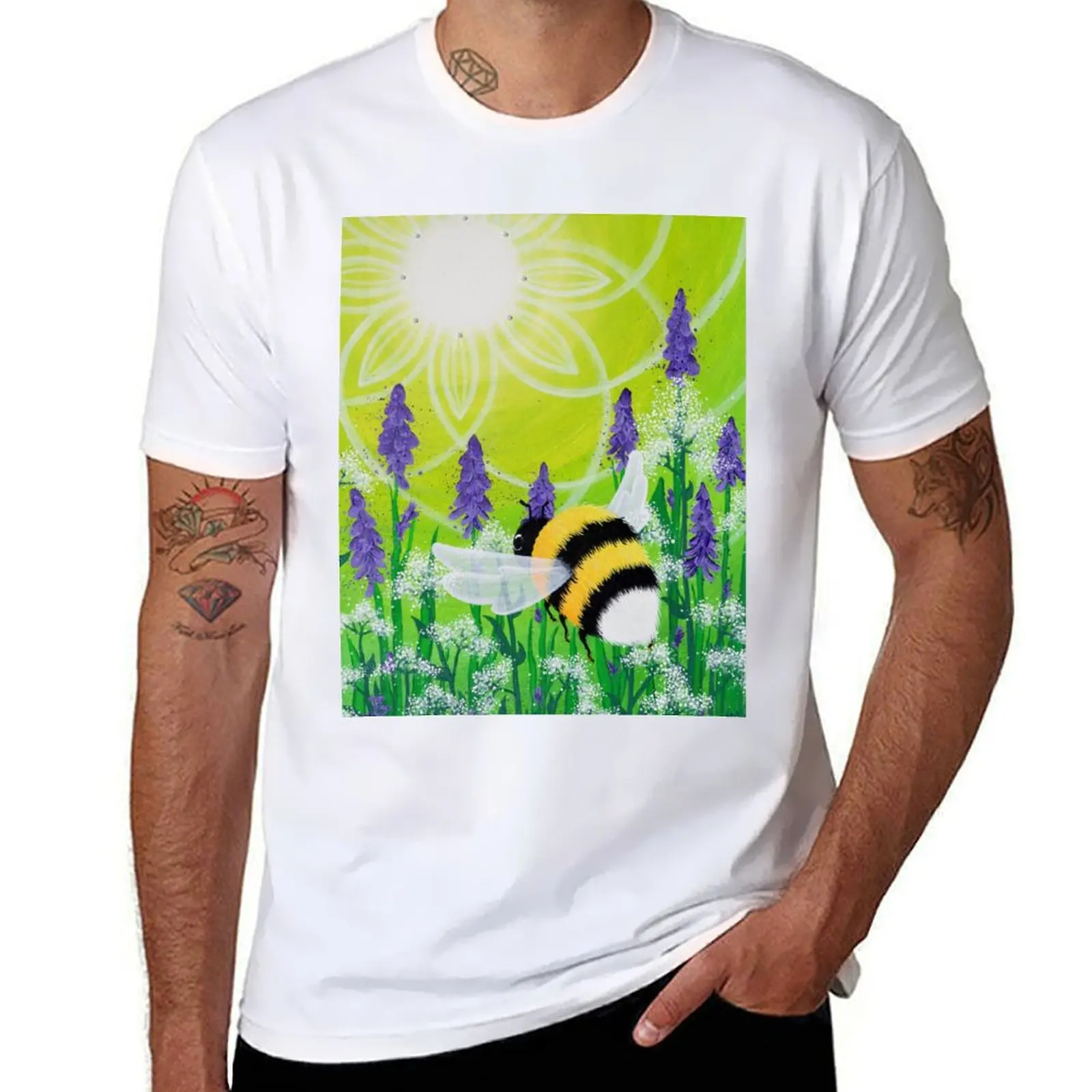 Bumblebee on a meadow of flowers T-Shirt oversizeds Louboutins vintage clothes plus size men clothing