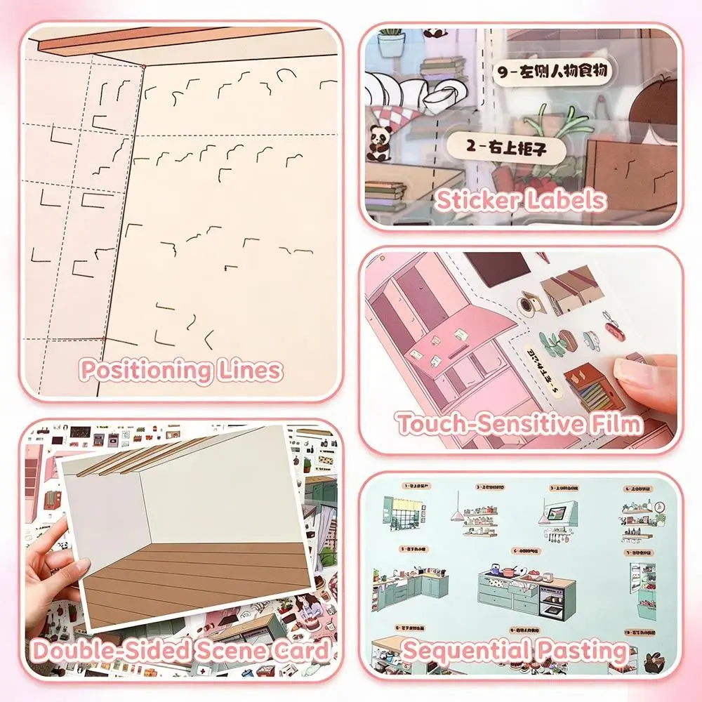 

Kawaii Design Landscape Sticker Dessert Theme Cabin Scene Pocket Scene Sticker Comfortable Work DIY Sticker Home Decoration