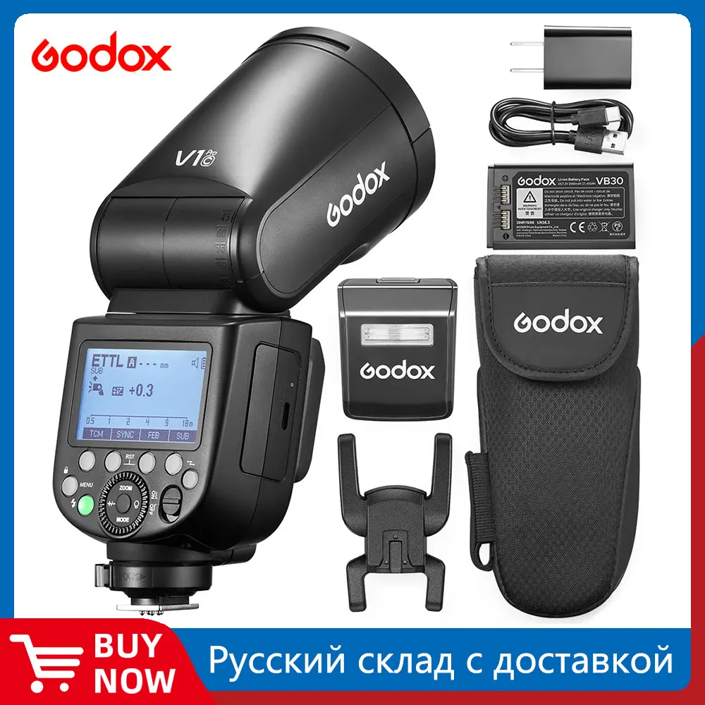 Godox V1 Pro V1Pro TTL Li-ion Round Head Camera Flash Wireless Transmission Speedlite Flash for Canon Nikon Sony Fuji Olympus