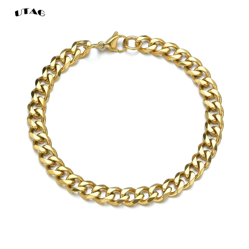 UTAG 3-11mm Chunky Miami Curb Chain Bracelet for Men, Stainless Steel Cuban Link Chain Wristband Classic Punk Heavy Male Jewelry