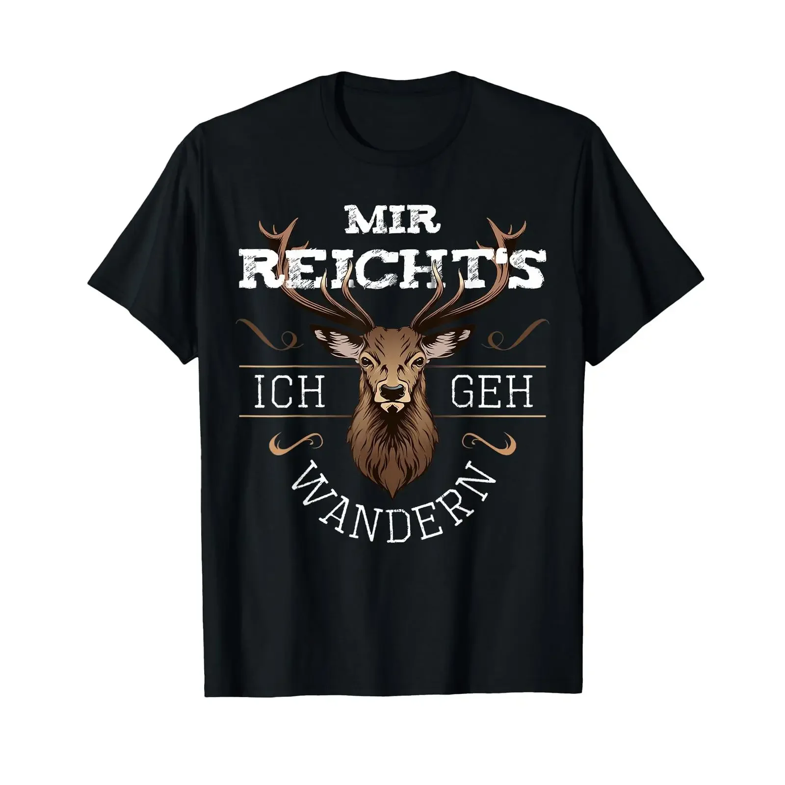 Wanderer Mir reichts ich geh Hiking Deer Sayings Funny T Shirt black vintage Washed Comfortable Casual Stylish Soft