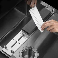 Stainless Steel Kitchen Sink Bridge Sharpening Stone Holder Anti Slip Base Adjustable Fits Waterstone Whetstone Hoing Tools Set