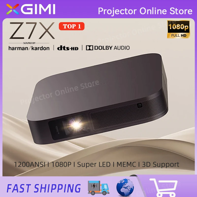 XGIMI Z7X Projector FHD 1080P LED Mini Portable Smart Home Theater 3D Wifi Cinema Bluetooth Beamer 1200Ansi Audio