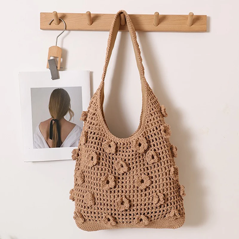 

Beach Straw Tote Bags For Women Luxury Designer Handbag And Purses 2026 New In Papyrus Weaving Appliqué Cutout Underarm Shoulder