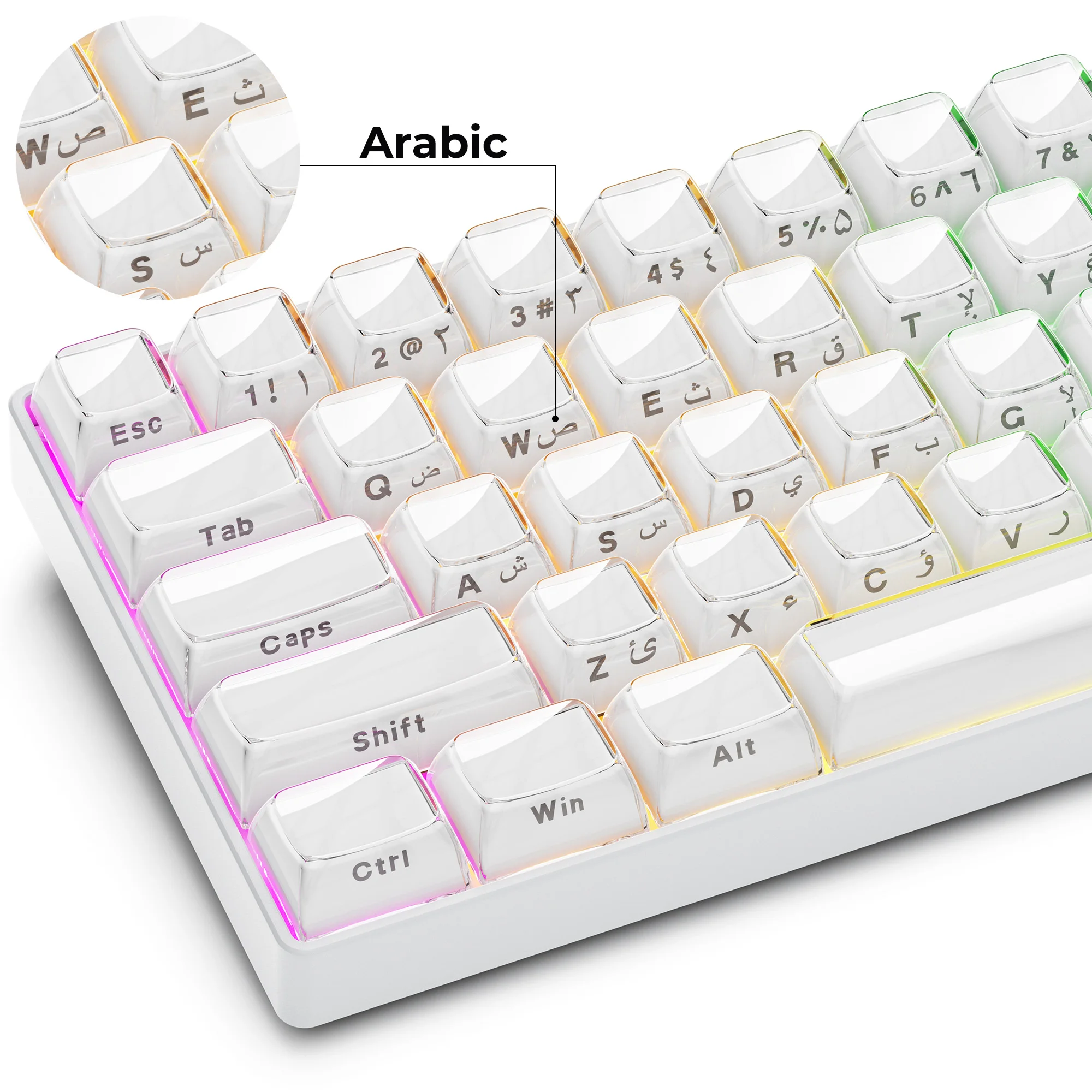 XVX Jelly Round Side Keycaps Ice Crystal Translucent White OEM Profile Russian/Korean Key cap for Cherry MX Mechanical Keyboard — product photo 1 of 1