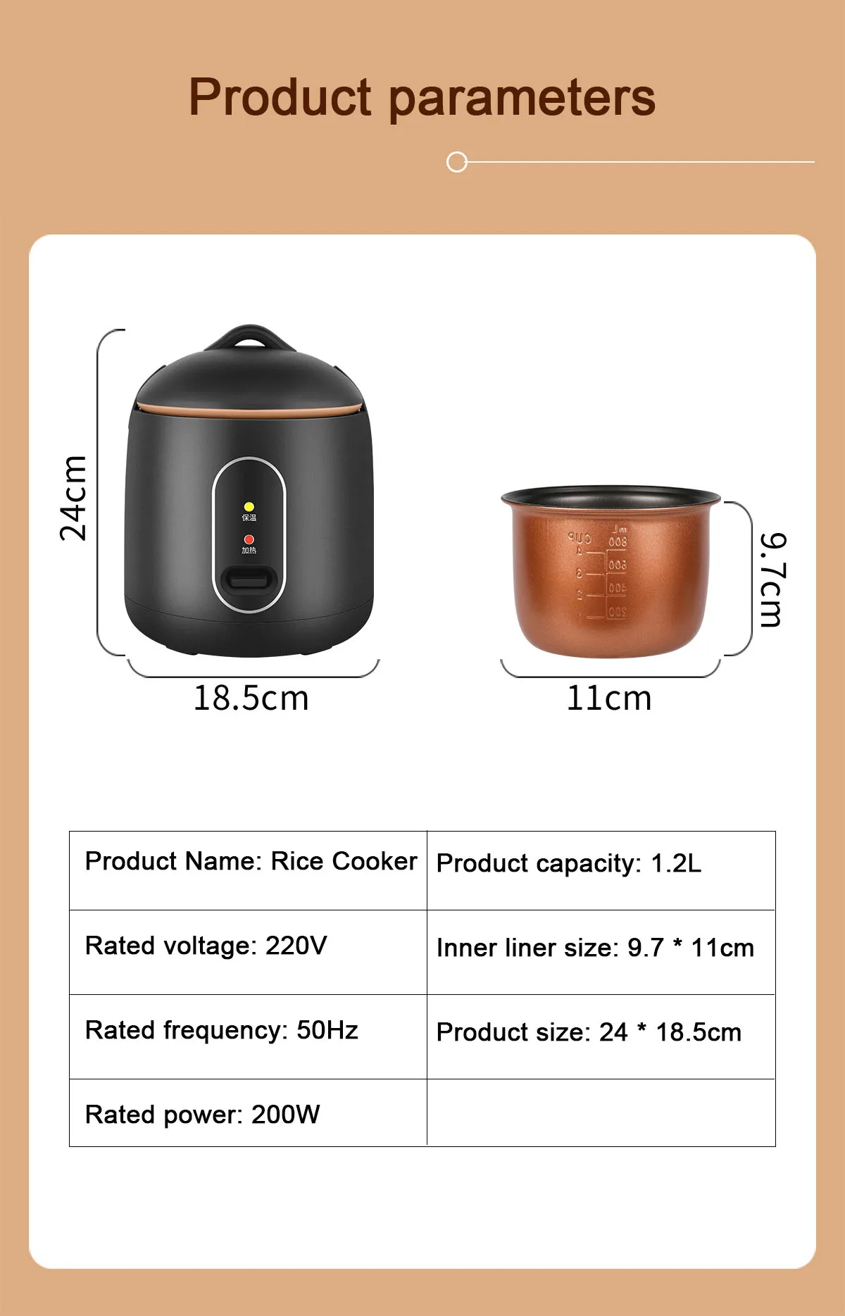 DMWD 1.2L Mini Electric Rice Cooker Multi-function 1-2 People Porridge Soup Small Cooking Machine Non-Stick Food Steamer