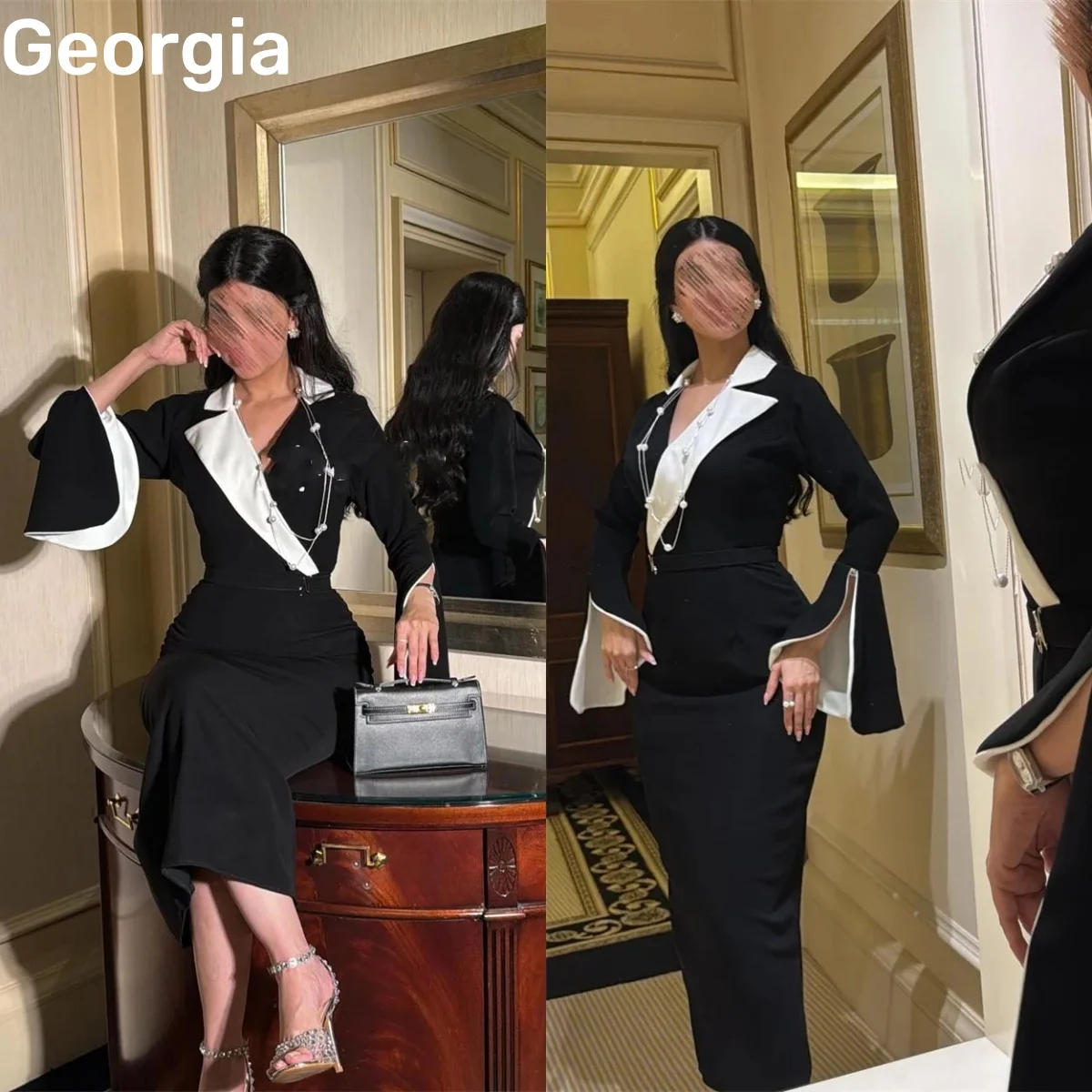 

Свадебное платье на заказ, трапециевидное платье с v-образным вырезом, роскошное вечернее платье в Дубае, элегантные платья до щиколотки с длинными рукавами для женщин