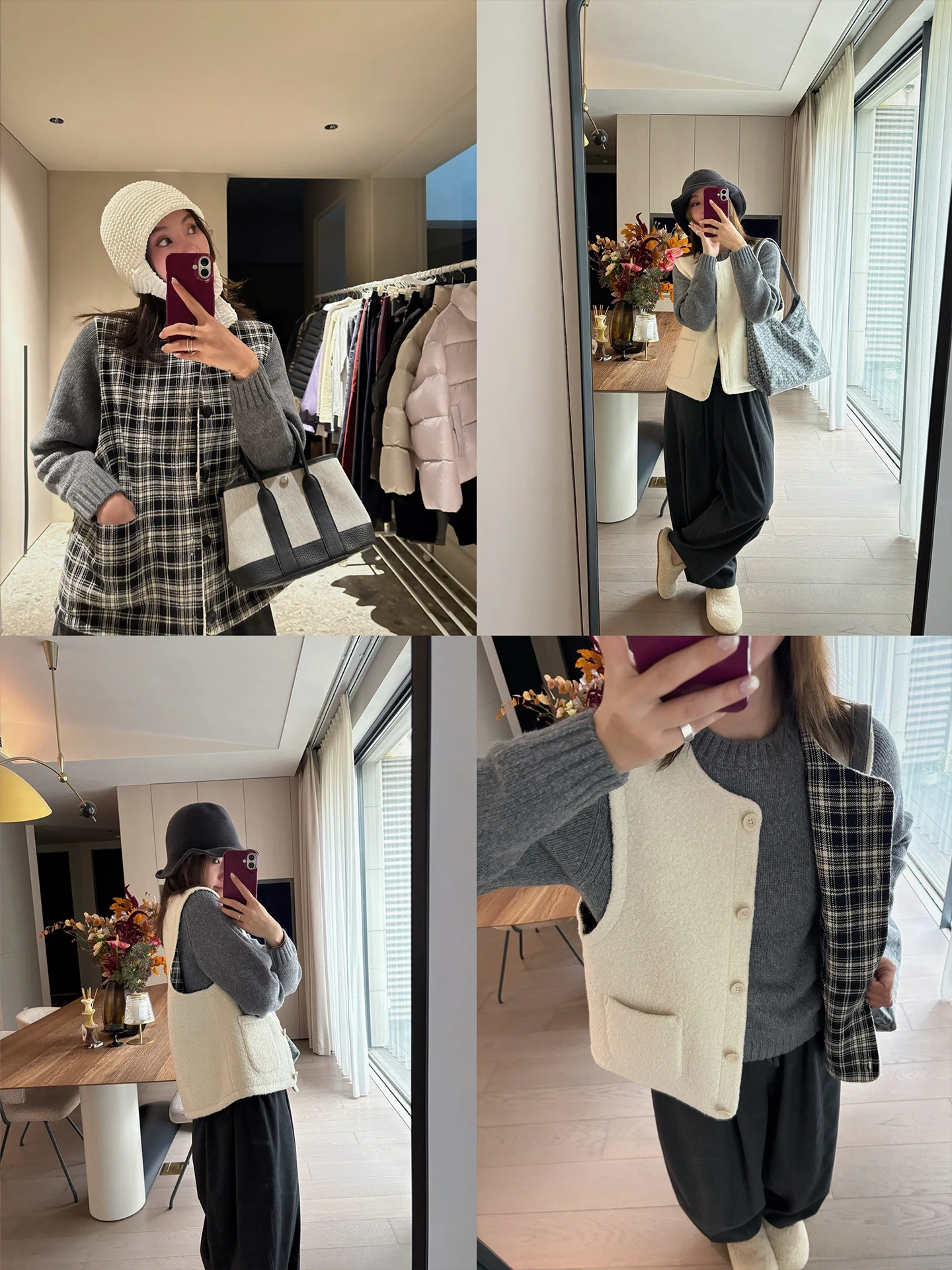 

iWiNG Double-Sided Wearable Circle Woolen Vest Adorable Two-In-One Design Different Materials Japanese Sle Women's Jaet