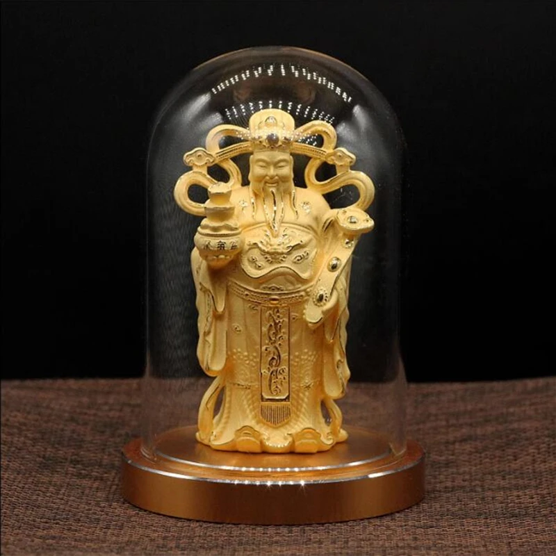 Velvet sand gold, Wen God of Wealth - Zhao Gongming, Buddha statue ornaments, metal base, handicraft decorations