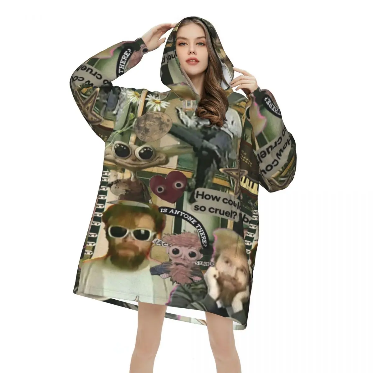Oversized Jack Stauber Mix Wearable Blanket Winter Gifts for Women Men Ultrasoft Plush Warm Sweatshirt Blankets With Pocket