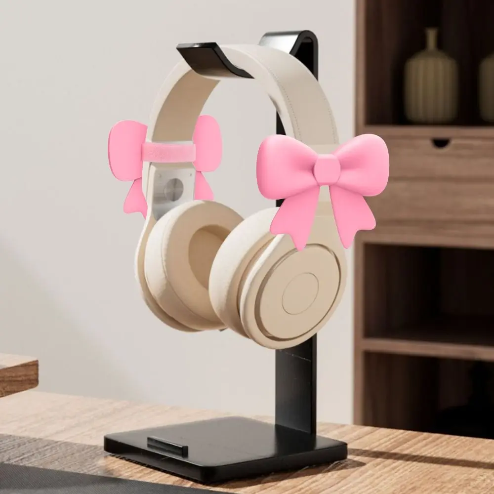 2PCS Creative Bow Shape Headphone Decorations Silicone 3D Headset Attachment Easy To Install DIY Earphone Charms Girls