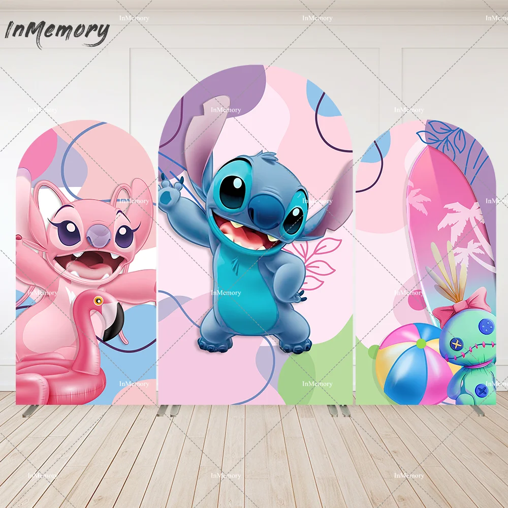 

Lilo and Stitch Baby Shower Decoration Arched Backdrop Cover Flamingo Aloha Kids 1st Birthday Background Party Banner Wall