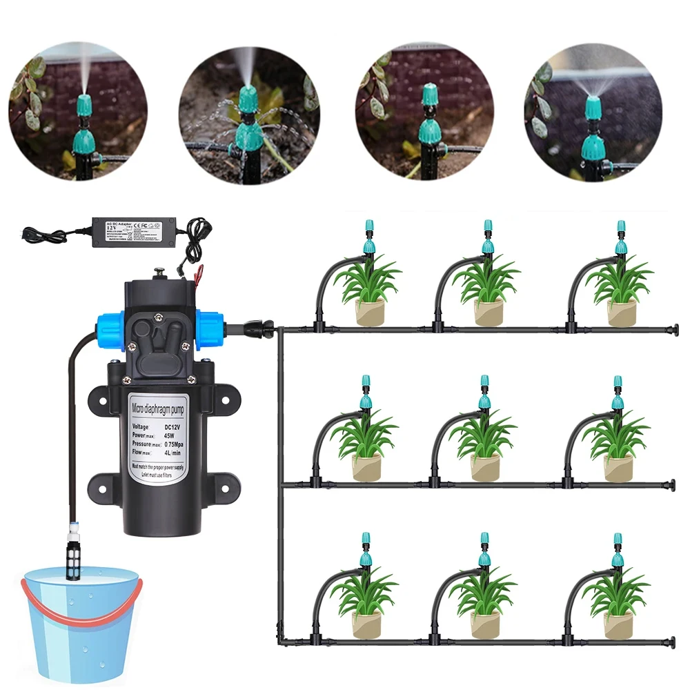 

5-25M 45W 110-220V self-Priming Watering System Adjustable 2-IN-1 Misting Spray Nozzle Used for outdoor Garden Balcony Irrigatio