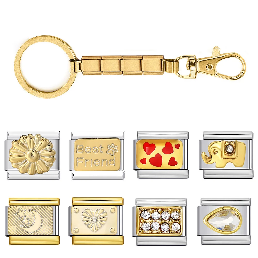 URING – porte-clés coloré amovible, breloque italienne, lien de 9mm, fabrication d'accessoires à créer soi-même, tendance, cadeaux pour femmes et hommes, bijoux