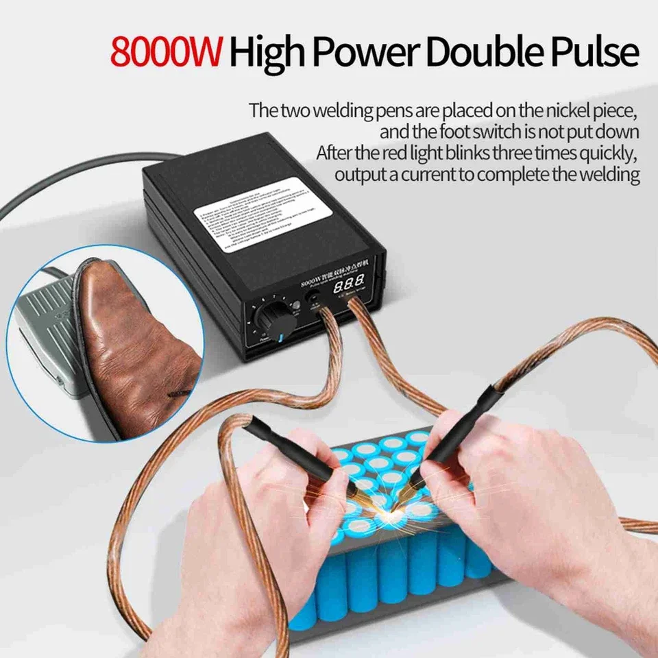 

8000W Portable Battery Spot Welder, Foot Pedal Model EU Plug,US Plug