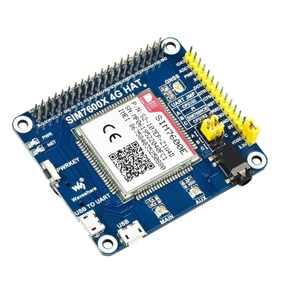 AvaCoreWaveshare SIM7600E LTE Cat-1 HAT For Raspberry Pi Supports 3G 2G And GNSS Positioning For Southeast Asia West Asia Europe