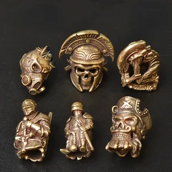 Pirate EDC DIY Knife Beads Pendant Vintage Color Brass Outdoor Tools Yellow Brass Skull Paracord Beads