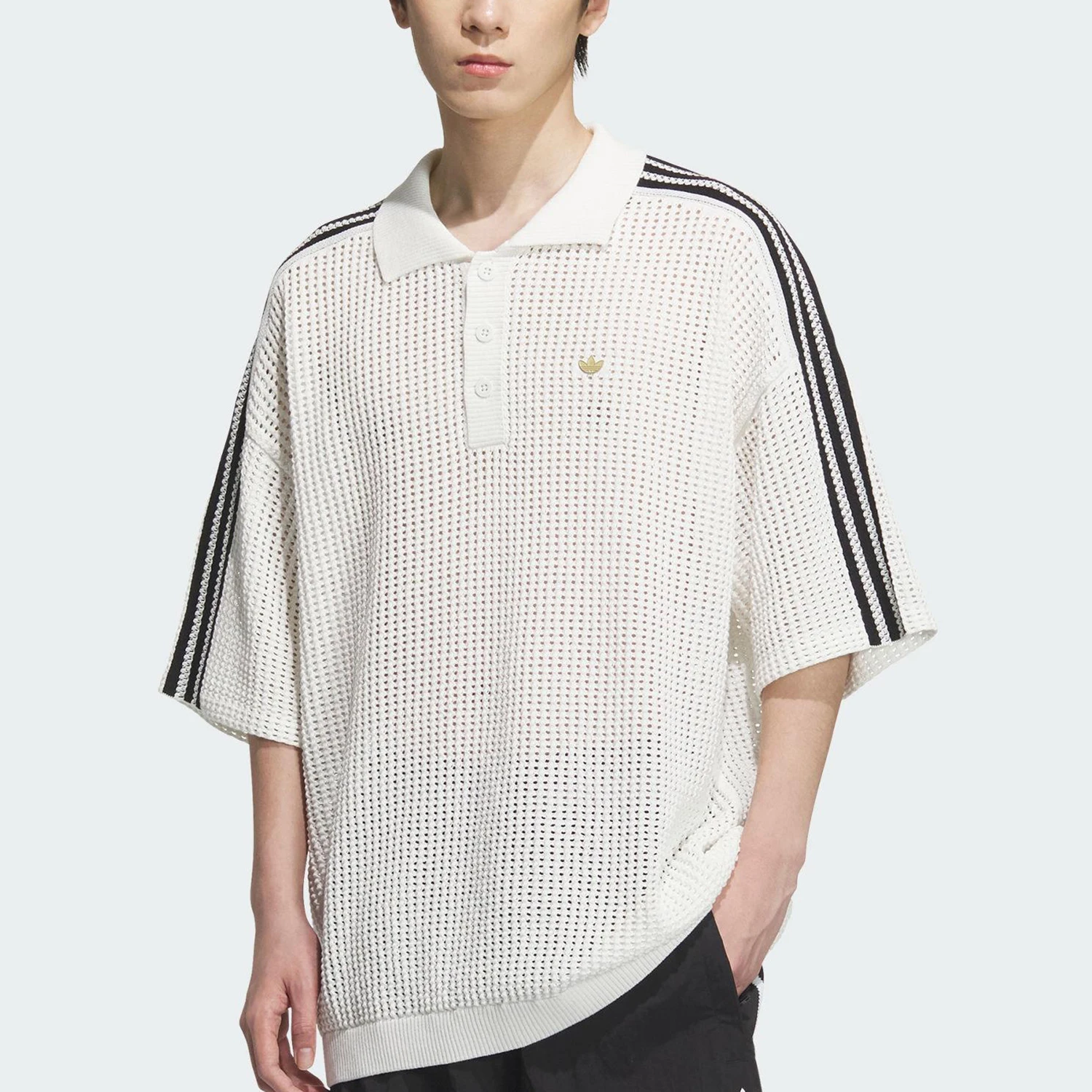 

adidas Originals Men's Breathable Turn-down Collar Short Sleeve KF0403