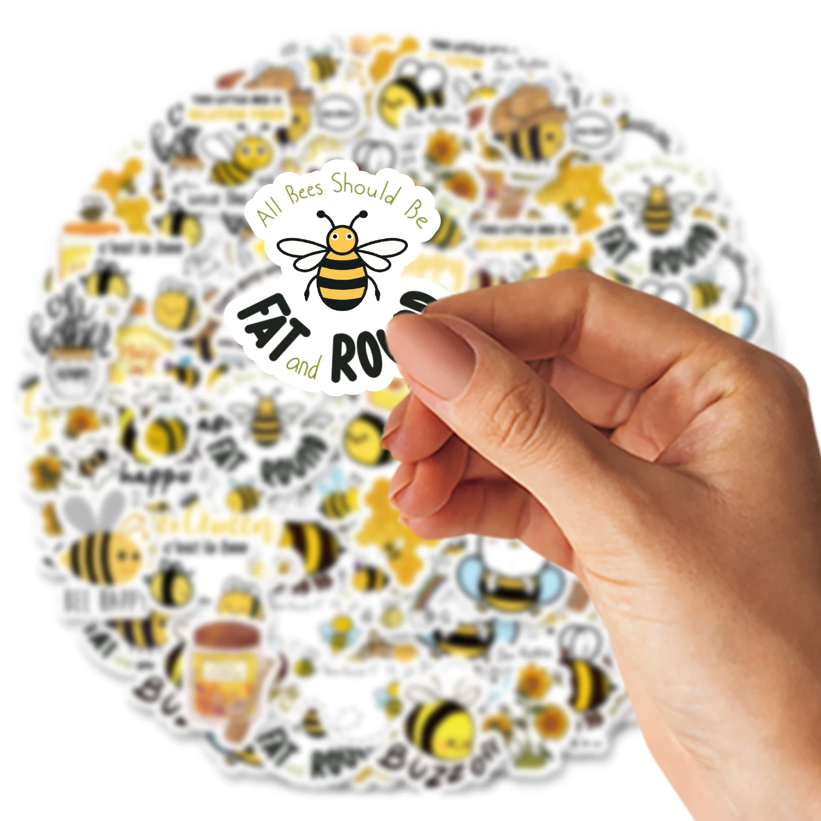 46pcs Cute Little Bee Cartoon Graffiti Stickers Decorated Notebook Water Cup Guitar Suitcase Classic Toy Scrapbook DIY Decals