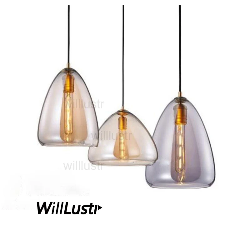 

Creative Glass Pendant Light Cone Suspension Lamp Handmade Clear Smoke Amber Kitchen Bedroom Hotel Cafe Mall Hanging Lighting