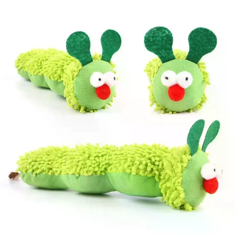 Caterpillar Plush Cat Chew Toys Catnip Molar Toy Cat Teaser Interaction Toy Clean Mouth Kitten Toy Cat Catnip Toy Accessories