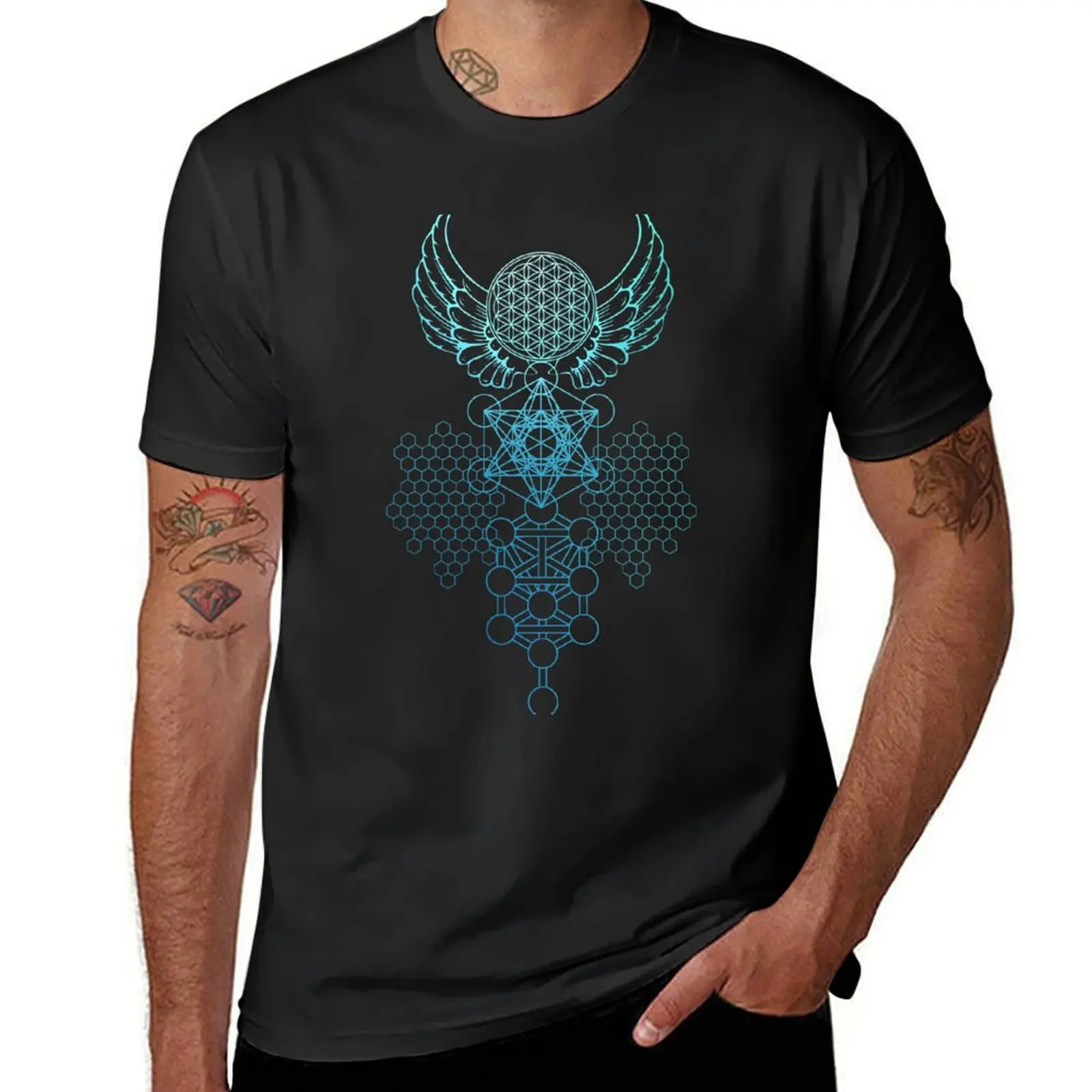 

Abstract Sacred Geometry Flower of Life T-Shirt customizeds summer clothes mens clothes