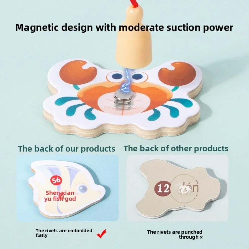 New Montessori Wooden Fishing Toys Colorful Intelligence Magnetic Fishing Game Parent-Child Interactive Toy Early Education