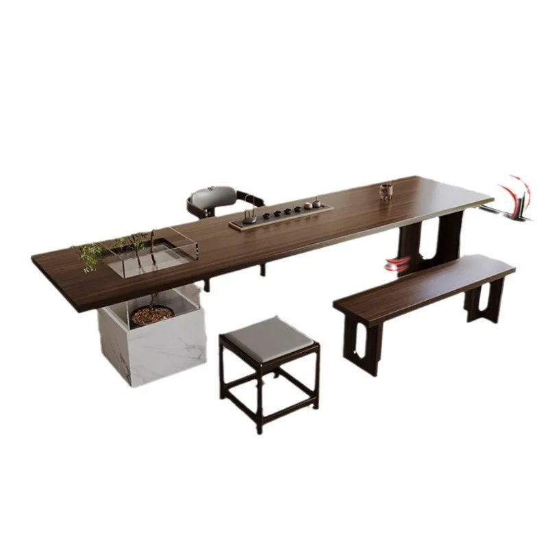 New Chinese tea table and chair combination, solid wood large board, modern kung fu tea table, business tea table, office, zen