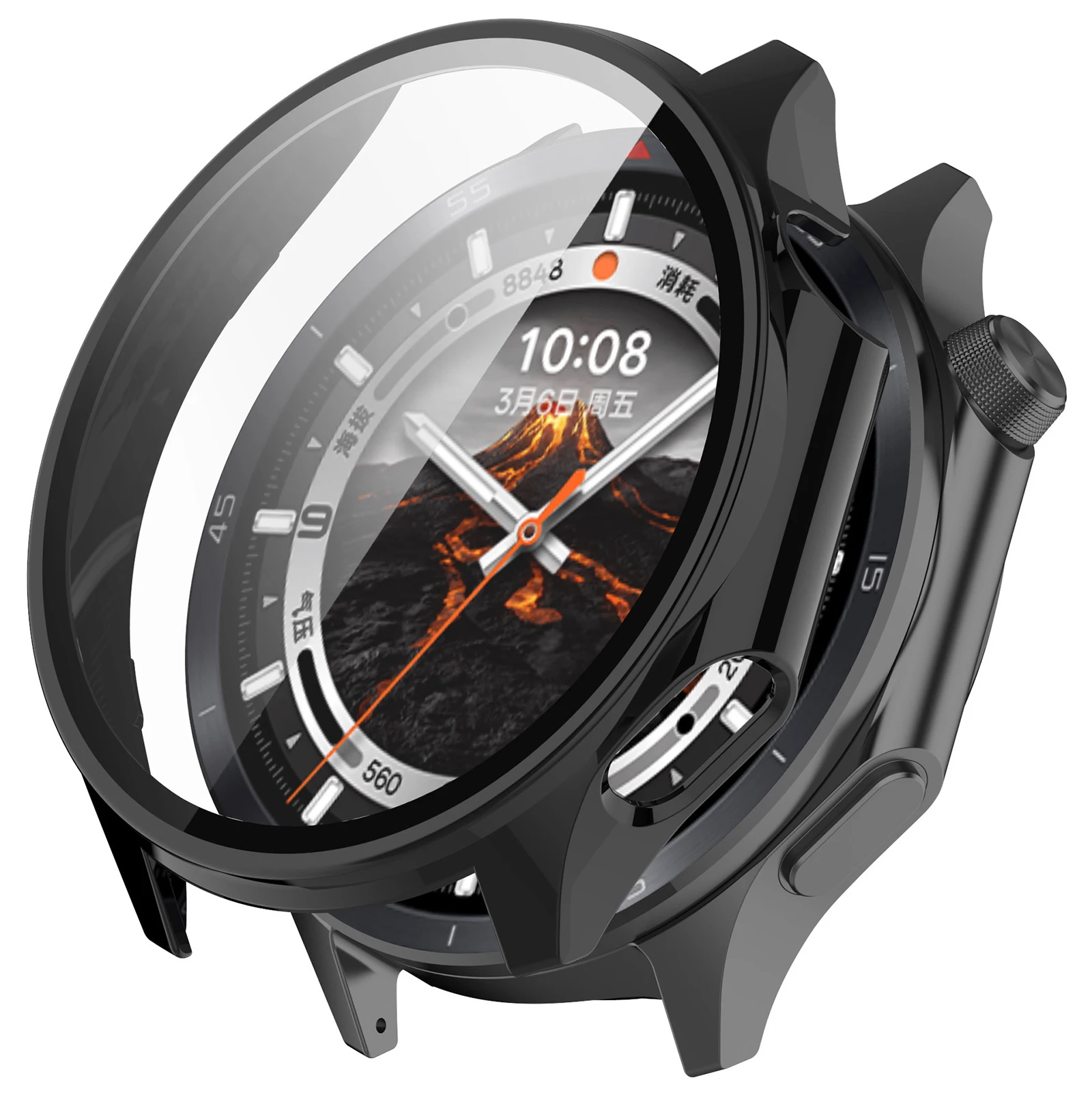 

Для Oppo Watch X2 / OnePlus Watch 3, жесткий чехол для часов из ПК с пленкой из закаленного стекла - черный