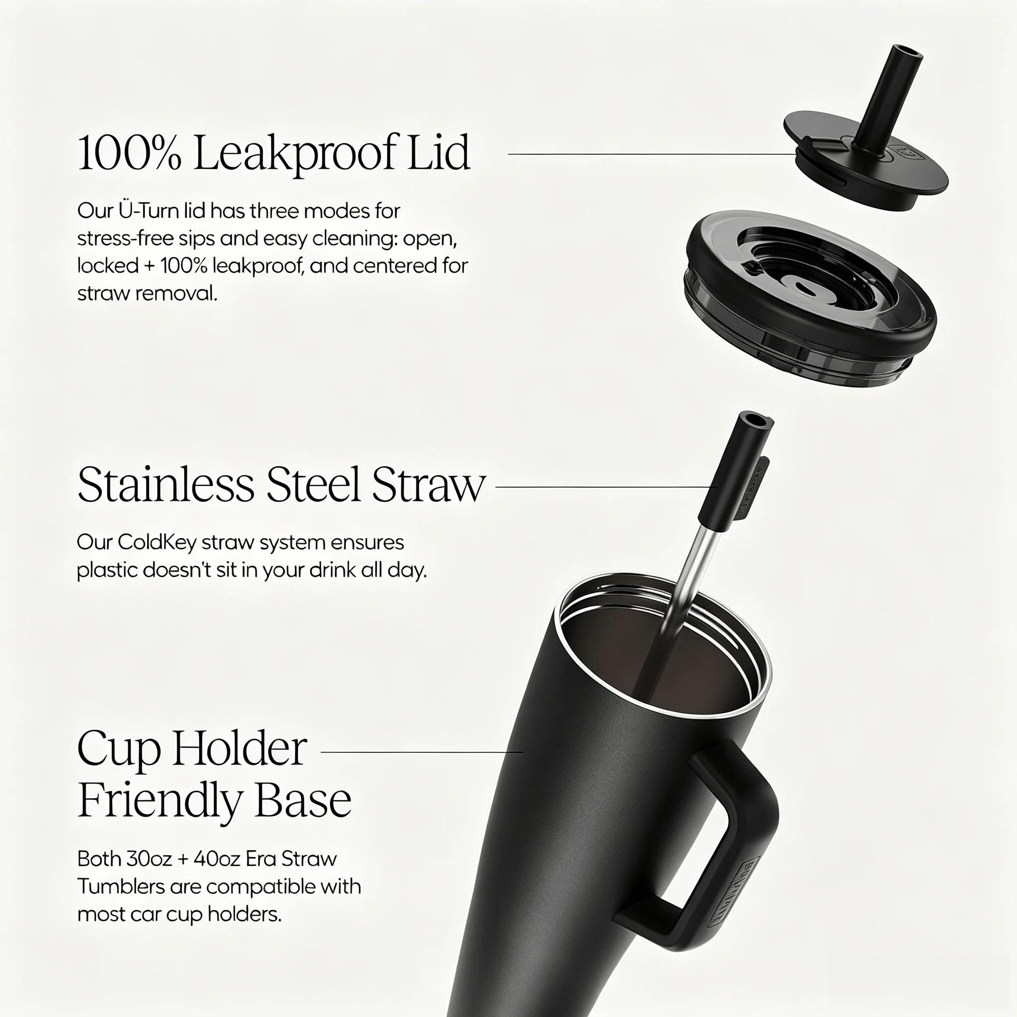 Brümate Era 40 oz Tumbler with Handle and Straw |   100% Leakproof Insulated Water Bottle Tumbler with Lid and Flexible Softsip Straw |   Made of Stainless Steel |   Cup Holder Friendly |   40Ozbrümate Era 40 oz Tumbler with Handle and Straw |   100% Leakproof Insu