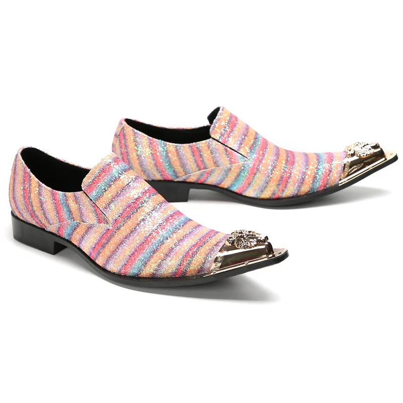 Brett Frühling Herbst Schuhe für Männer Metalle Hut Spike rosa Business Bankett Party sozialisieren Rindsleder Hochzeit Herren schuhe – Detail 13